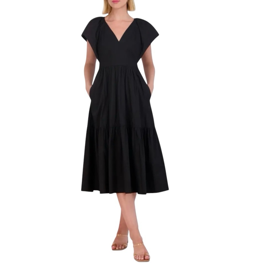 VINCE CAMUTO Cotton V Neck Midi Dress